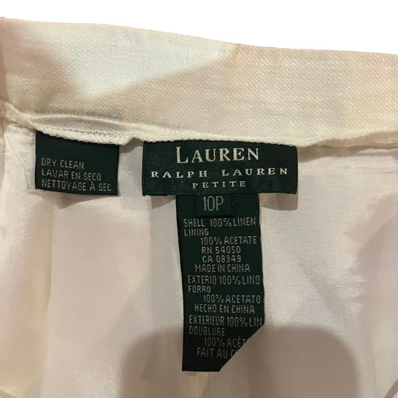 Lauren Ralph Lauren‎ White 100% Linen Cropped Pants Size 10P - Picture 2 of 3
